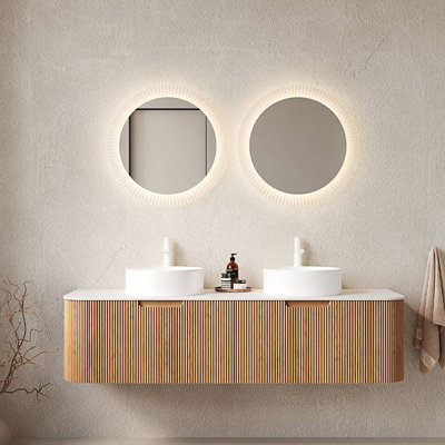 Meuble-lavabo de salle de bain mural avec lavabo et lavabo mural