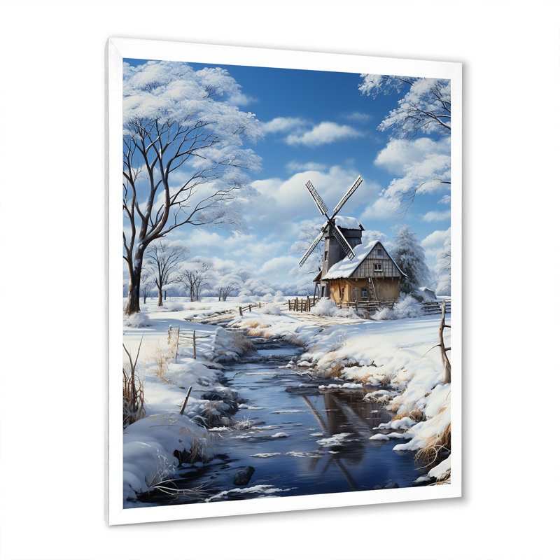 Madelynne «White Milling In The Winter», reproduction sur toile, H 32 po x l 16 po x P 1 po, Cadre photo blanc