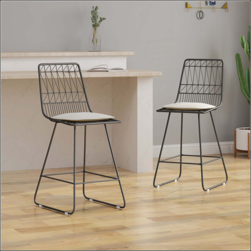 Tabourets de comptoir d'extérieur modernes avec coussins résistants à l'eau, pour l'intérieur et l'extérieur, ensemble de 2