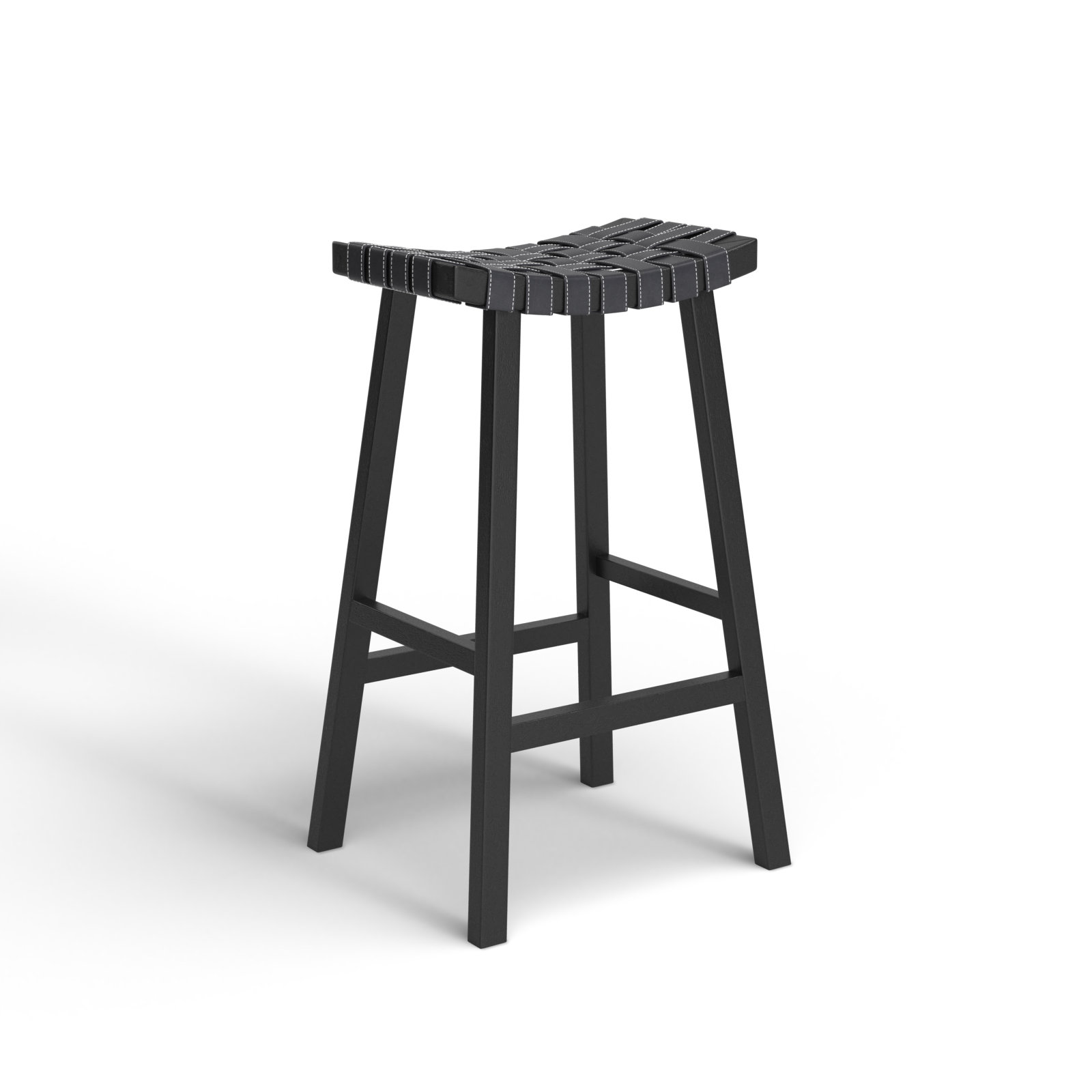 Markus Counter Stool with Solid Wood Frame, Black
