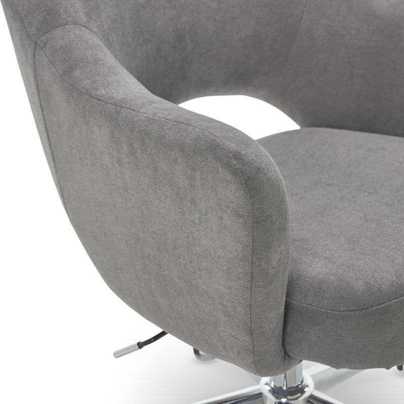 Gray Fabric Swivel Home Office Chair with Chrome Accents