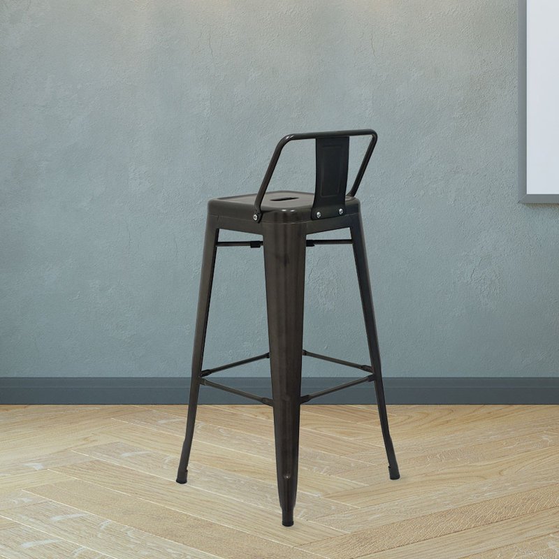 30'' Black Metal Low Back Indoor Bar Stool