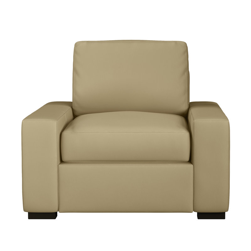 Fauteuil club Alburga, Cuir véritable beige