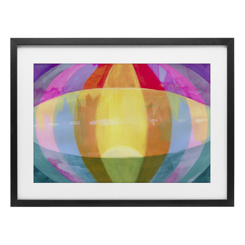 Reproduction encadrée de verre arrondi néon flare, design par Grace Popp, H 14 po x l 20 po, Cadre noir minuit