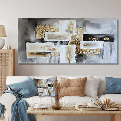 Abstract Suprematism Golden Balance I - Modern Metal Wall Decor, Abstract Suprematism Metal Print