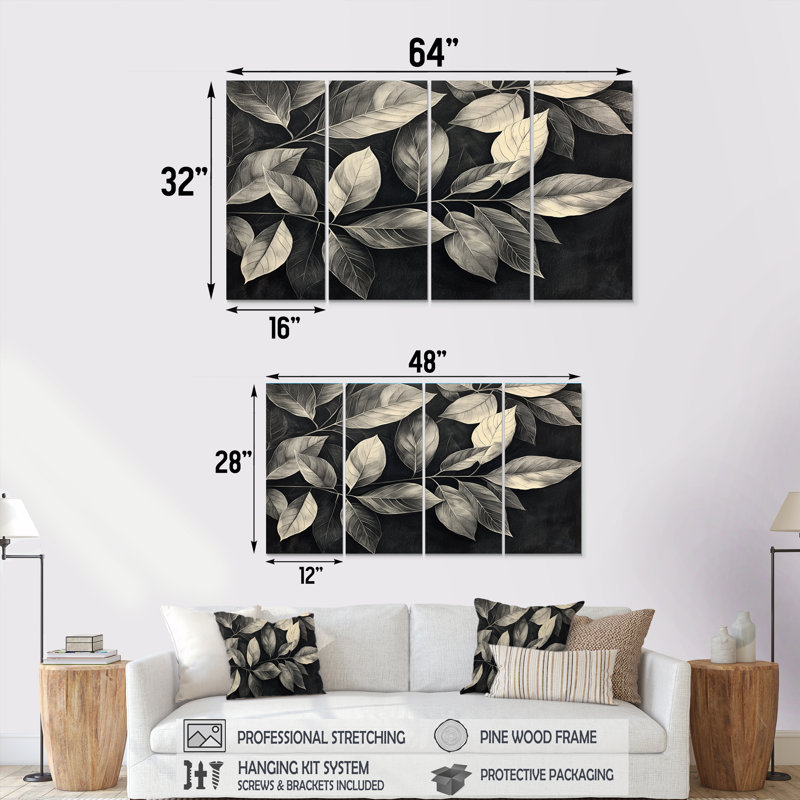 Gris bruissant d'automne II - «Rustling Wall Art», décoration murale traditionnelle, 4, H 28 po x l 48 po