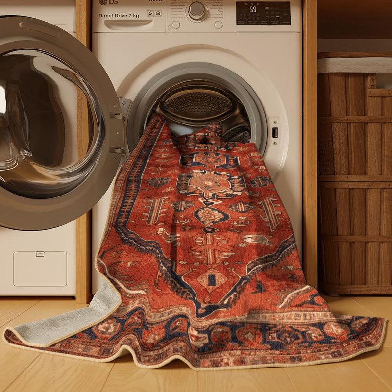 Machine Washable Persian Brown Area Rug, Square 4'