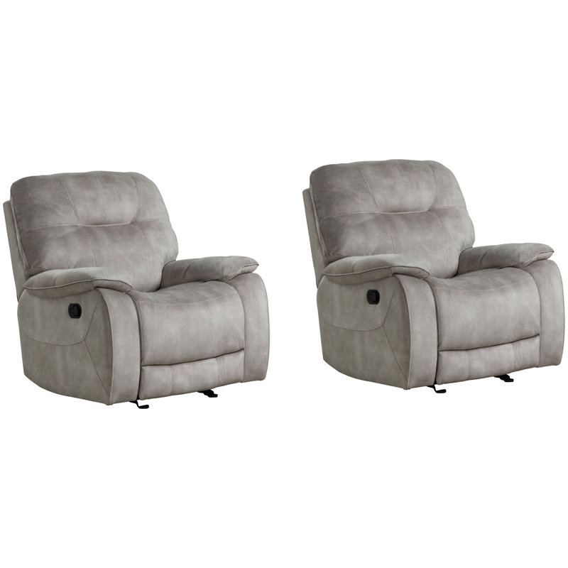 Karliyah 40" Upholstered Manual Glider Recliner with Pillow Top Arms, Shadow Natural