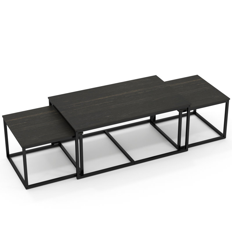 Ensemble de 3 tables basses gigognes, Noir, noir, noir, noir