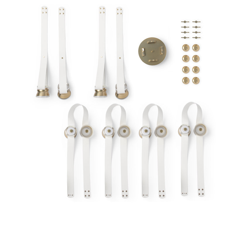 SNAPS Large LED Pendant - Metal Cones, White Leather, Modern Brass