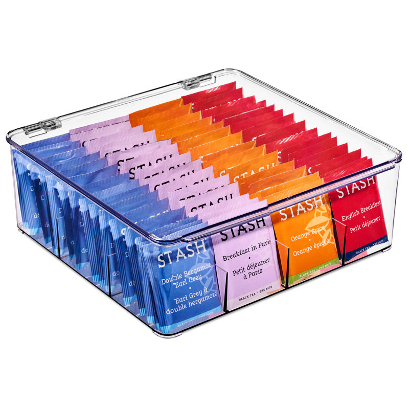 Organisateur de sachets de thé Sorbus, organisateur de sachets empilables avec 12 compartiments et couvercle à charnière