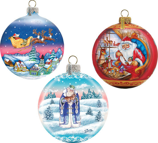 Holiday 3'' Handmade Glass Ball Ornament