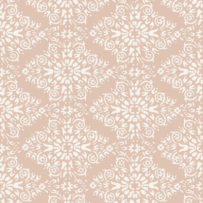 Lady Charlotte Timbre Damask 10' L x 25" W Peel and Stick Wallpaper Tile