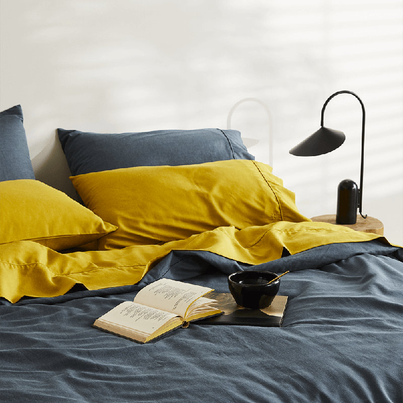 Signature Sateen Pillowcase, Full / Double Pillowcase + Pillowcases 2 Standard, Ink