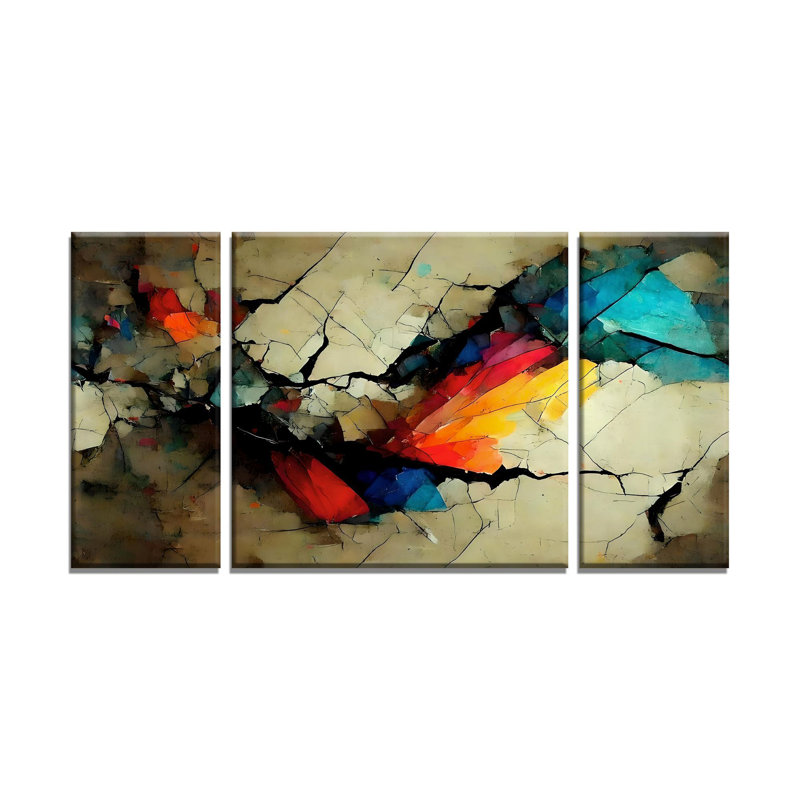 Stunning 3-Piece Decorative Canvas Painting Set, 7.9 x 17.7 inches (2 Pieces), 17.7 x 17.7 inches (1 Piece) | 50% Cotton / 50% Polyester, 100% Wooden Frame (Thickness: 0.8 inches) | Eye-Catching Digital Art for Home Decor