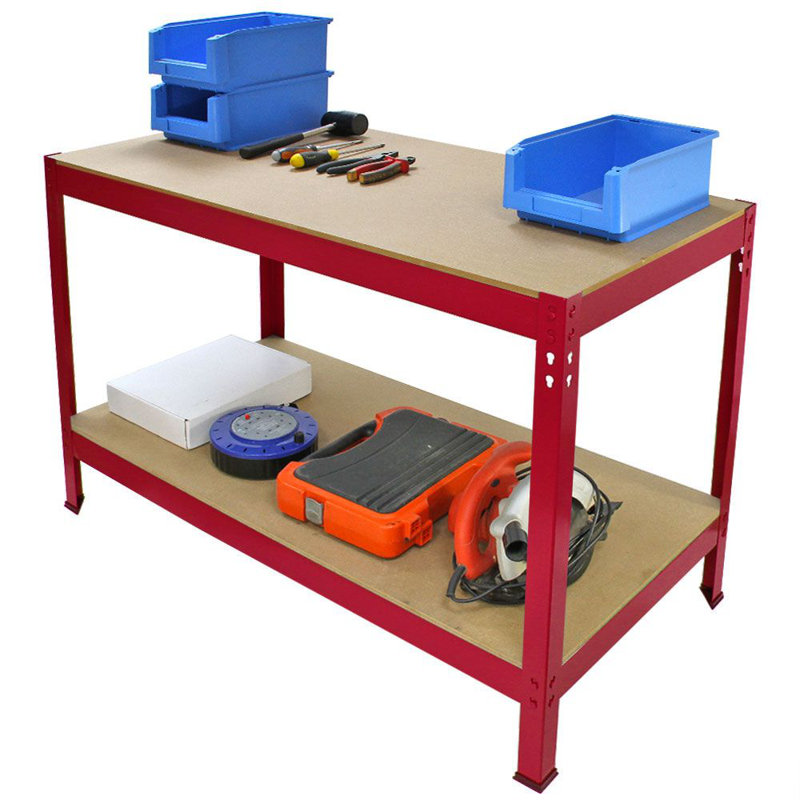 100cm W Steel Height -Adjustable Shelving Unit, Red
