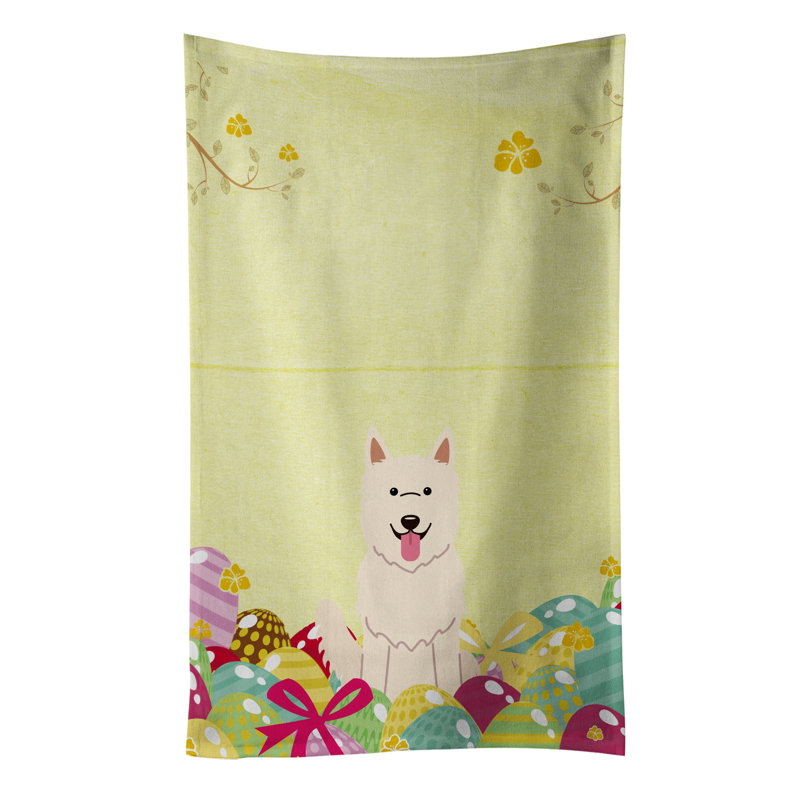 Chiffons rectangulaire berger blanc pâques œufs