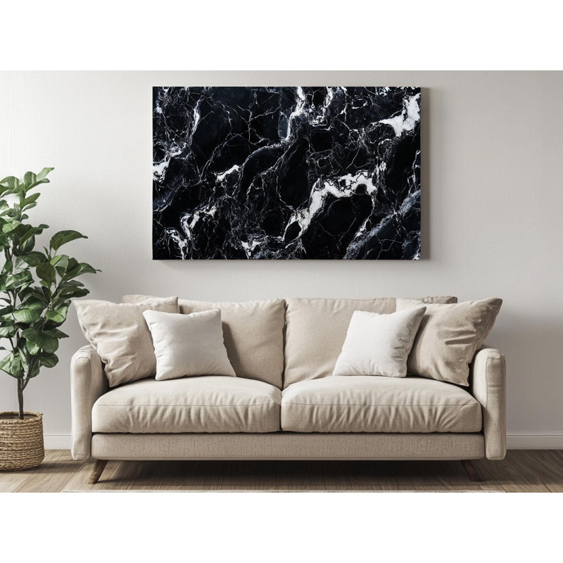 Reproduction de toile abstraite noire et blanche sur toile de haute qualité - décoration murale fabriquée à la main - art élégant - cadeau - décoration murale, reproduction de peinture