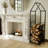 Hagenah 18'' W Metal House Log Rack with Wheels and 4-Piece Fireplace Tool Set