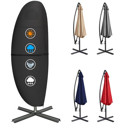 Housse de parasol de patio - Housse de parasol d'extérieur en porte-à-faux 600D imperméable et robuste, grande housse de parasol décalée pour parasol de banane pour parasols de 7,5 à 11,5 pi