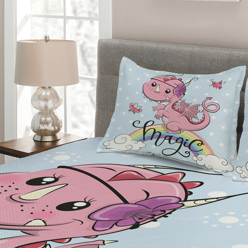 Dragon Polyester Coverlet, King Bedspread + 2 Shams