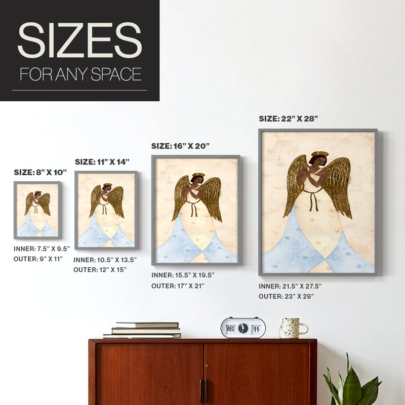 Seraphin III Framed Print - Solid Wood, 15" H x 12" W, Gray