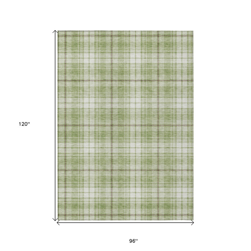 Tapis intérieur / extérieur lavable 8 pi x 10 pi vert artichaut brun et ivoire