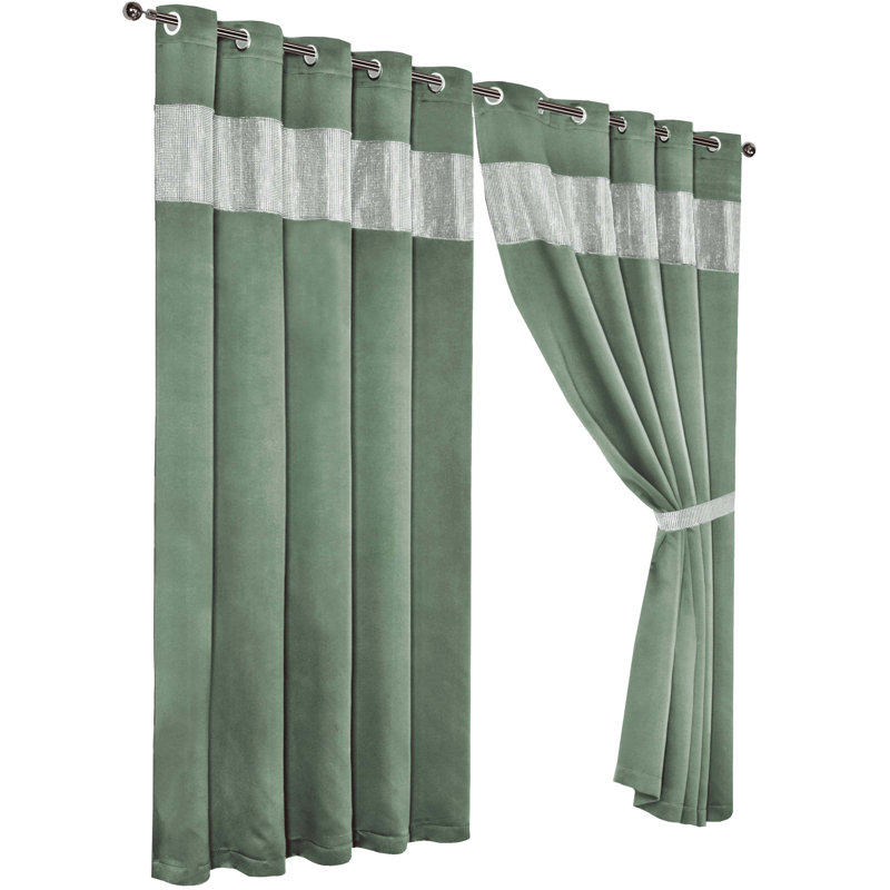 Blackout Curtain Panel Pair, 228cm Width x 167cm Drop, Green