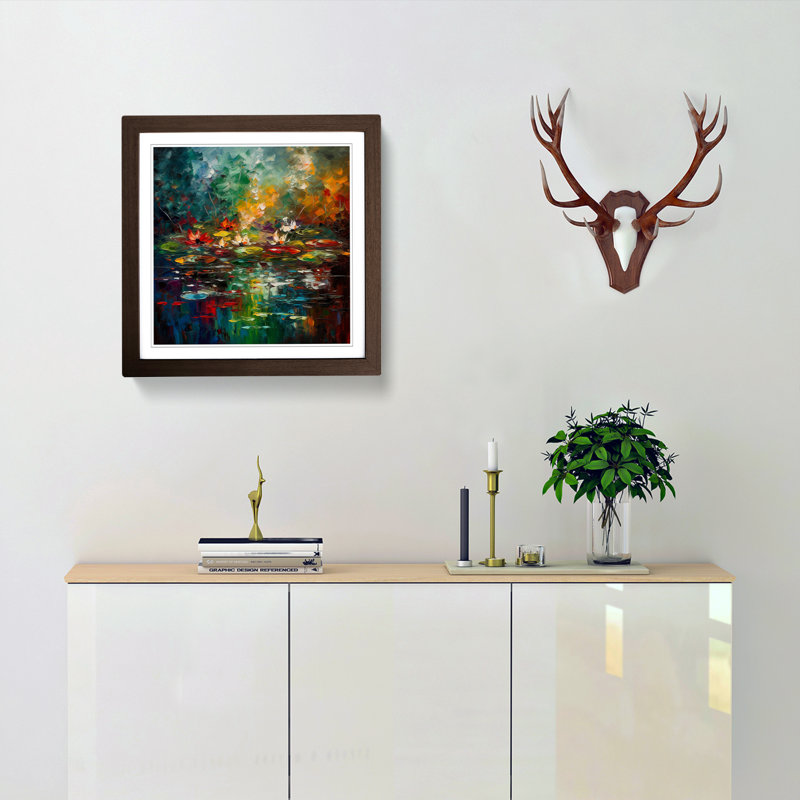 Pond Abstract - Single Picture Frame Print on Wood, Walnut
