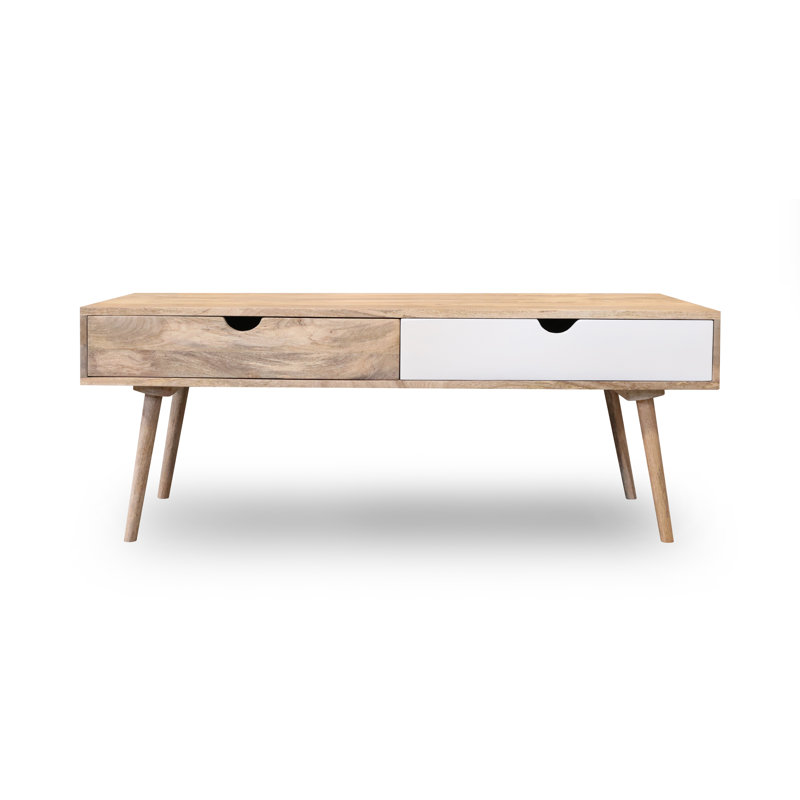 Rousseau Solid Wood Four Leg Coffee Table, White