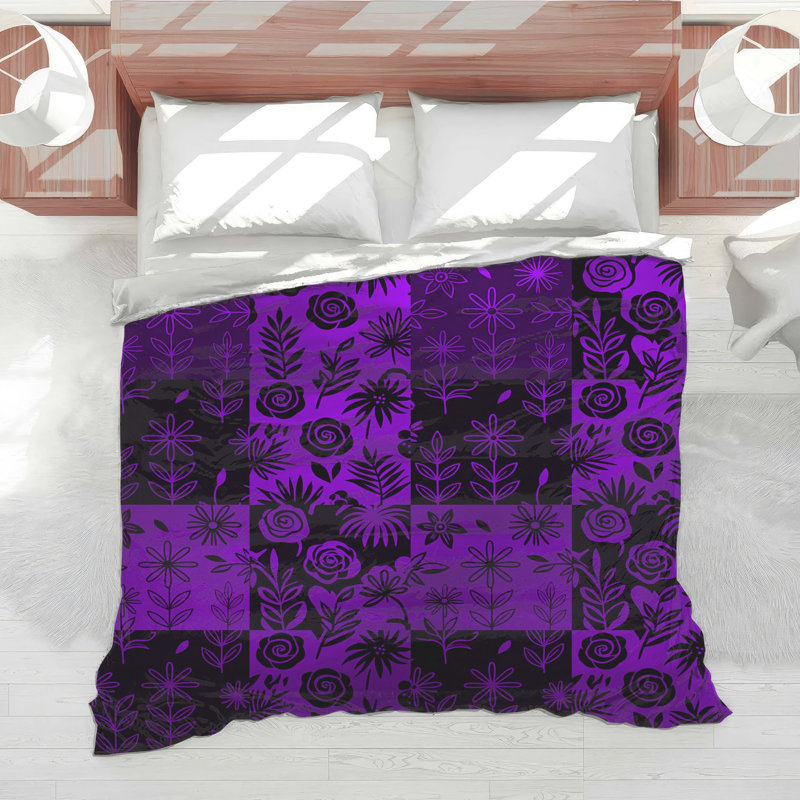 Édredon à motif floral mauve, Lit simple