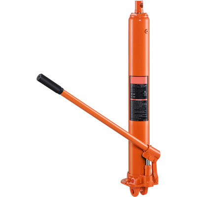 Hydraulic Long Ram Jack, 29.5" x 6.3" x 7.1", Steel, 1 Piece, Long Ram Jack with Clevis Base, Orange, 8 Tonne 17600 lbs Capacity with Single Pump