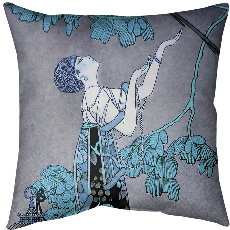 Coussin de femme, 18 po x 18 po, Bleu glacier / gris, Protection UV