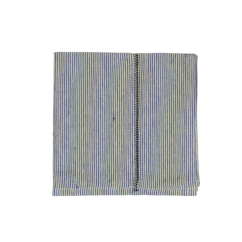 Stitch Linen Square Napkins, Chambray Stripe