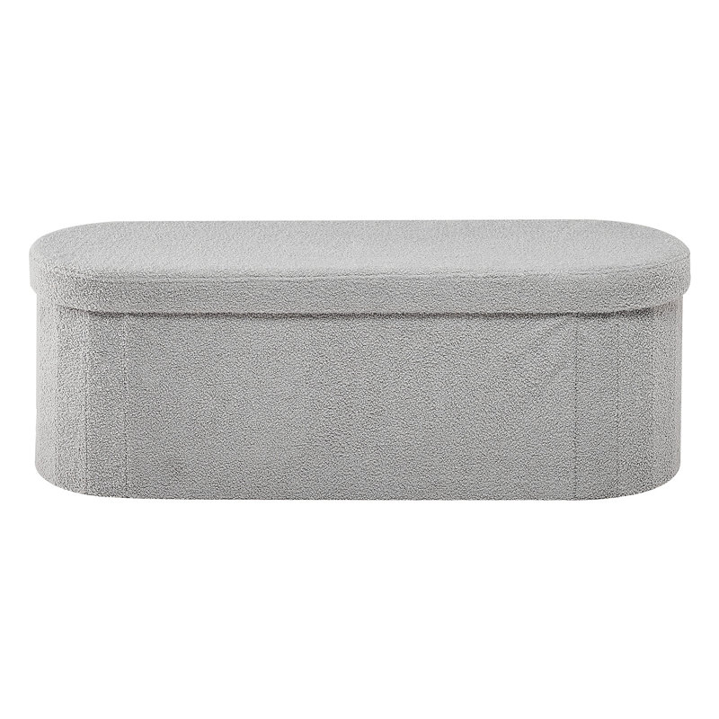 Banc de rangement ovale avec repose-pieds, banc de lit pliable en molleton pliant, coffre pliant avec repose-pieds et grand espace de rangement