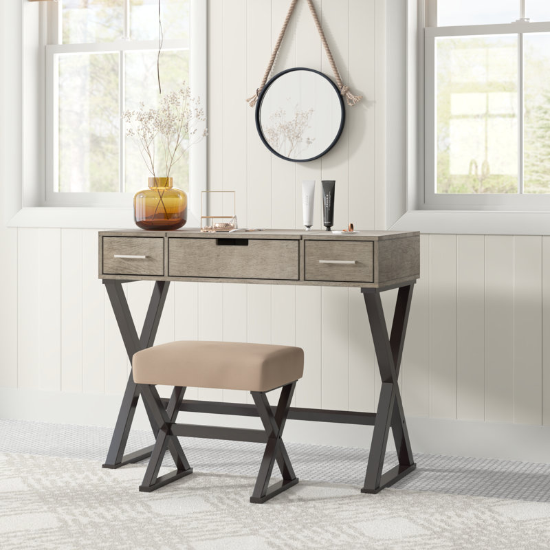 Coiffeuse Barcus avec miroir, Gris