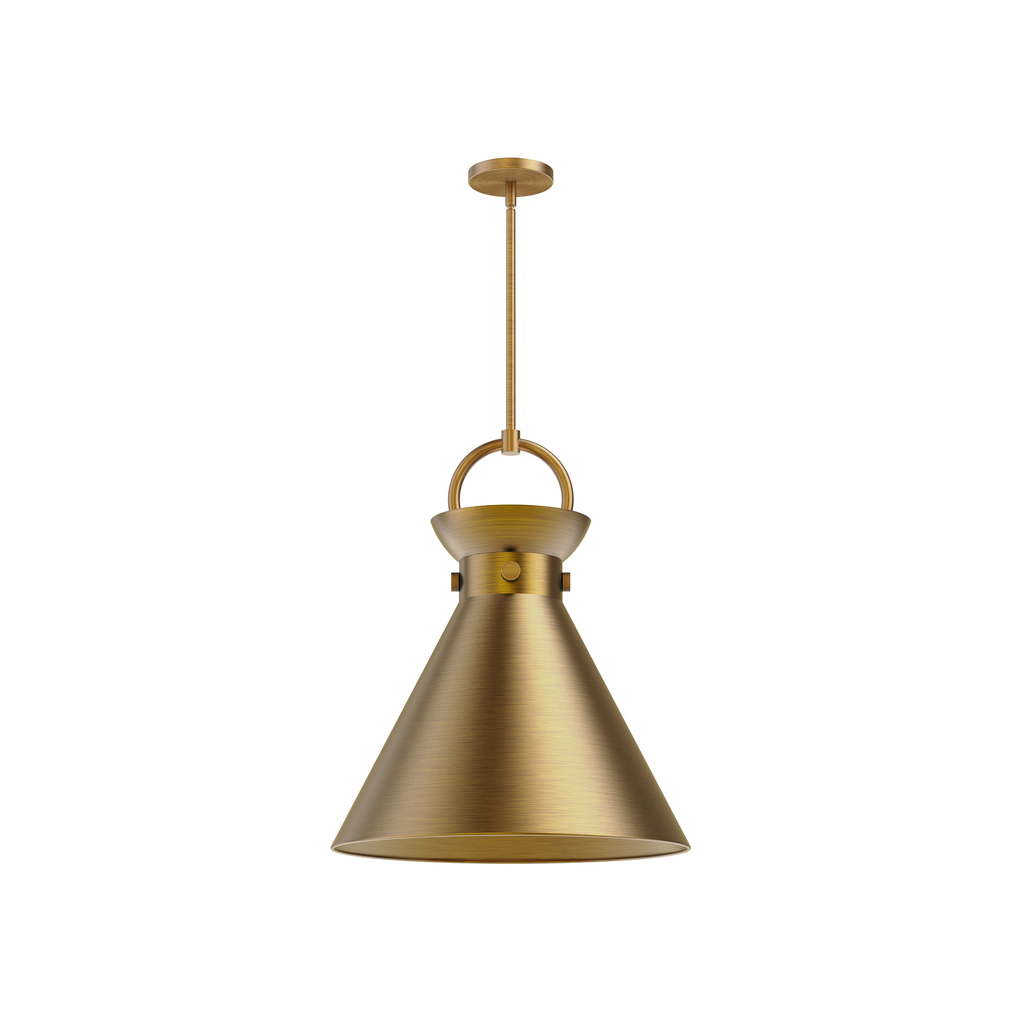 Tiney Single Light Metal Steel Pendant, Aged Gold, Gold, 21.75" H x 18" W x 18" D