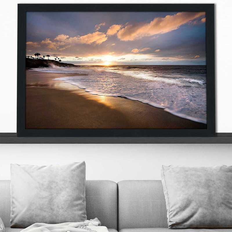 «Sunset Beach» par Danita Delimont - photographie, Cadre espresso, H 27,5 po x l 39,5 po x P 0,75 po