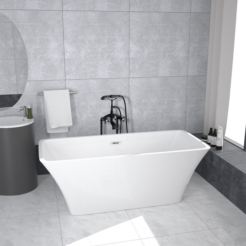 Baignoire de trempage autoportante en acrylique 63,04 po x 28,5 po