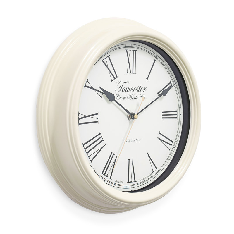 Acctim Wall Clock Metal Case Roman Numerals Spade Hands 30cm, Cream