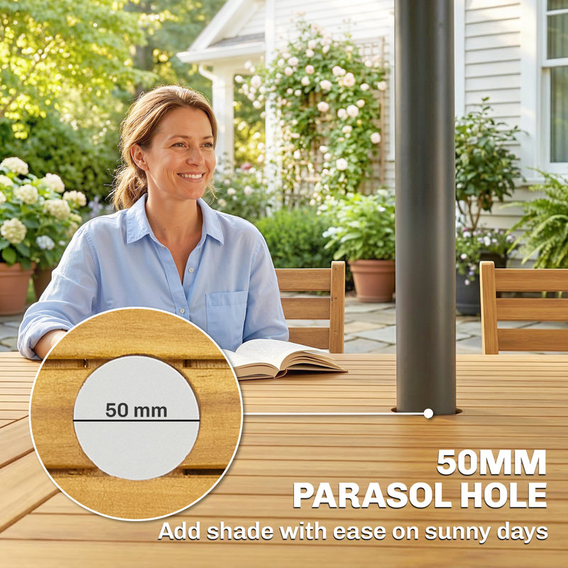 6 - Person Acacia Wood Patio Dining Set with