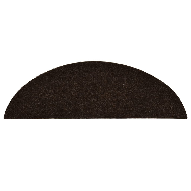 Argenys Self-adhesive Stair Mats Needle Punch, Brown, 10 Pieces Included, Semi-Circle 56cm x 17cm