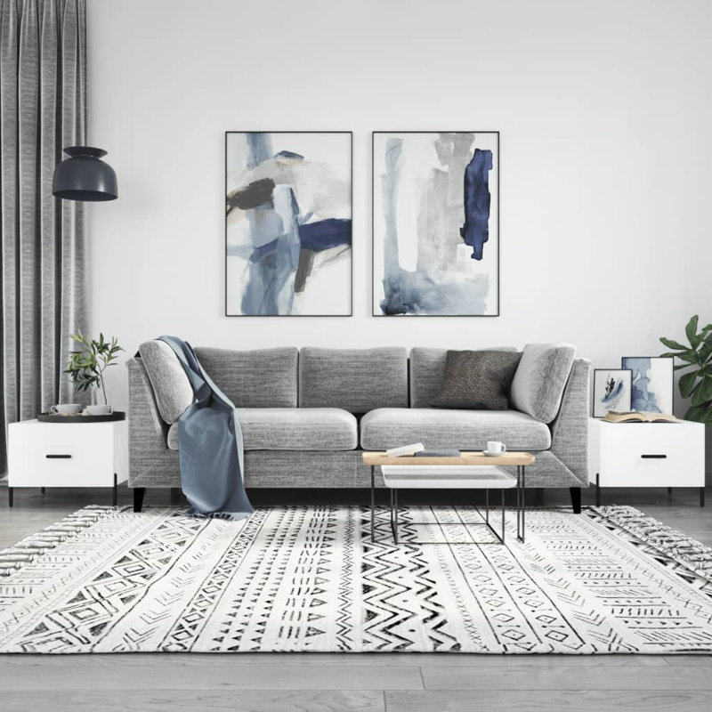 Four Leg Coffee Table with Storage, high gloss white