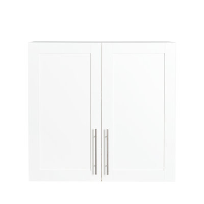 Armoire de rangement blanche empilable de l 11,79 po x l 31,89 po x H 29,36 po - avec tablettes mobiles et espace de rangement pour garage avec compartiment de rangement, H 29,36 po, pratique avec rangement