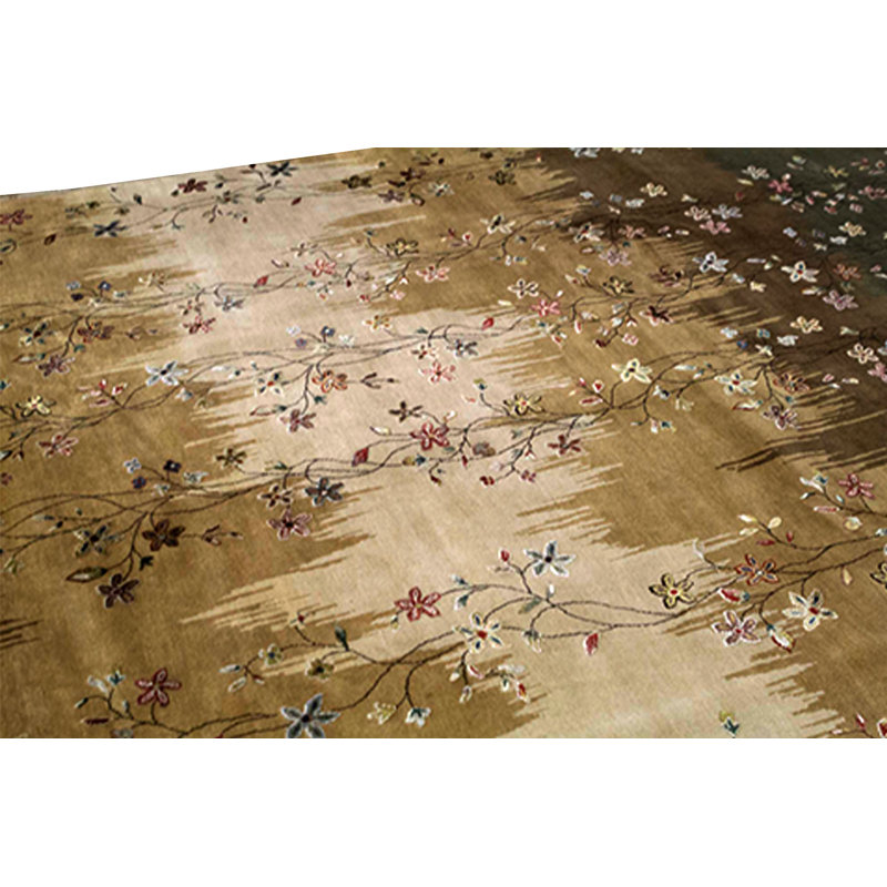 Hand Woven Silk and Wool Floral Area Rug