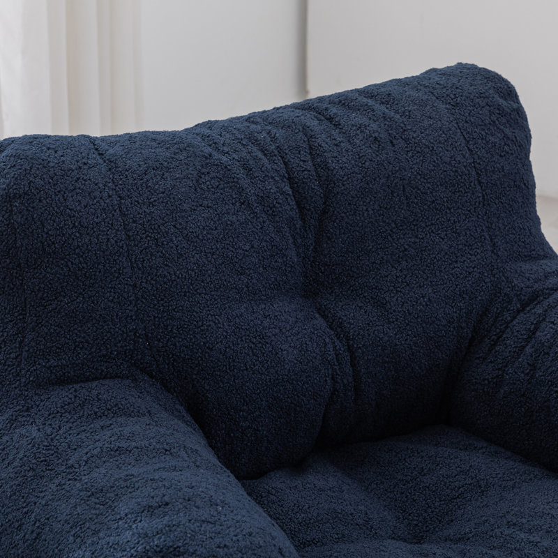 Fauteuil à billes Bean Bag Chair, Fausse fourrure bleu foncé