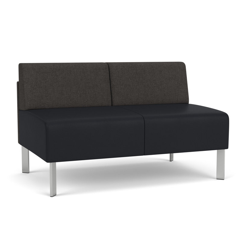 Causeuse sans accoudoirs Luxe Lounge, Acier argent, Fumée Archetype / noir Modena
