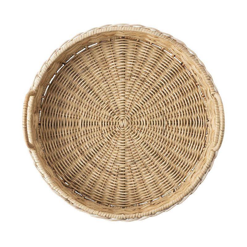 Provence Rattan 16" Circle Tray - Whitewash