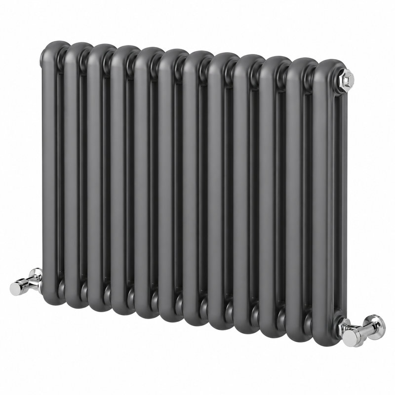 Horizontal Oval Panel Radiators, 60 cm H x 86 cm W x 10 cm D, Grey
