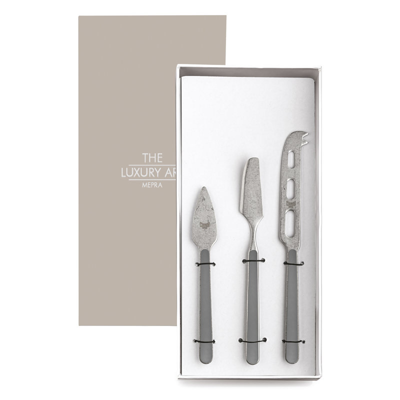 Fantasia Pewter Cheese Knives - 3 Pieces - Light Blue, Vicuna
